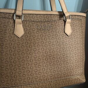 GUESS Brown Monogram Tote